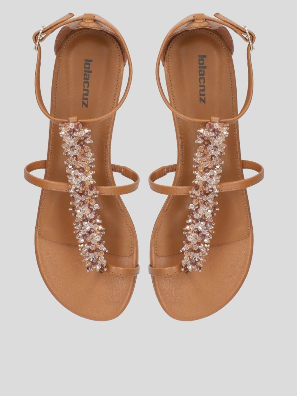 Lola Cruz Martina Cuero Leather Jeweled Sandals NIB EU 40